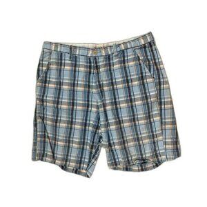 Madison Size 38 Mens Blue Plaid Shorts 10" Inseam Cotton